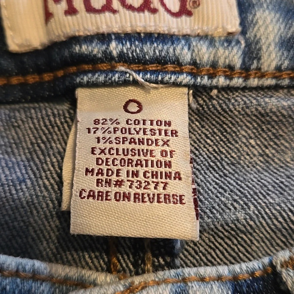 Mudd Acid Wash Blue Skinny 5-pkt Jeans Embroidered Back Pkt Women size 0 (zero) - Picture 9 of 13